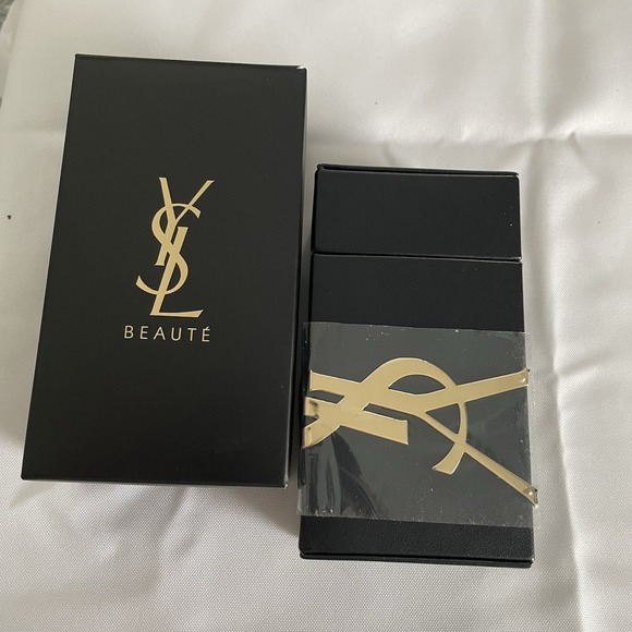 YSL BEAUTE Black Magnetic Brush Makeup Box Gold Logo YVES Saint Laurent NEW - Picture 2 of 12